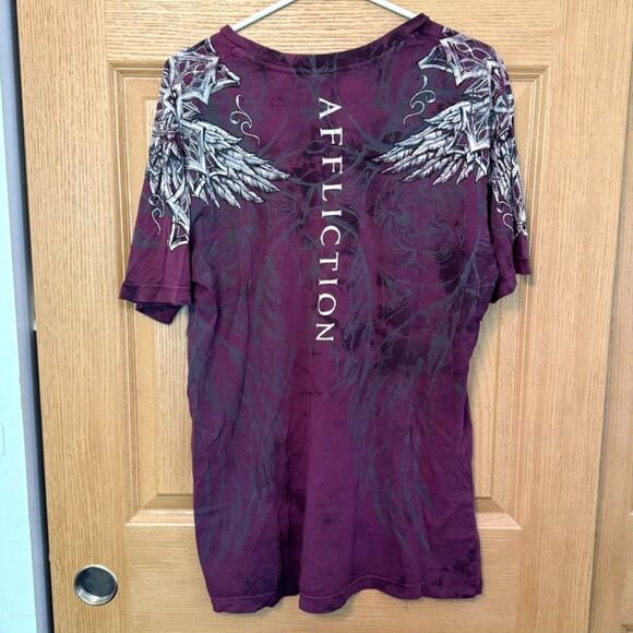 Dark Purple Wings Vintage Affliction Live Fast Men's T-Shirt Size XL - Picture 4 of 10